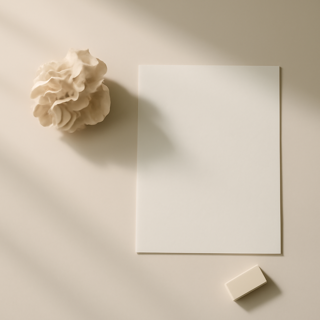 A calm minimalist still-life suggesting a fresh start
