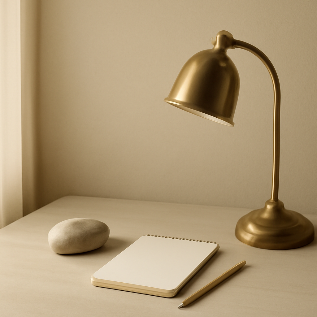 A calm, minimal still-life suggesting guidance and wisdom in soft morning light.