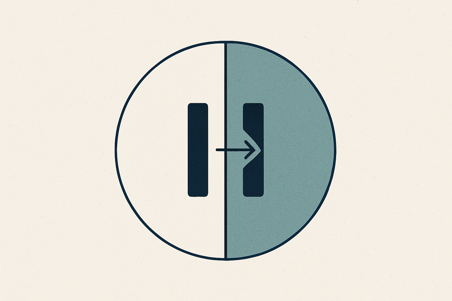 A minimal abstract illustration suggesting a pause button and a handoff between an agent and a human.