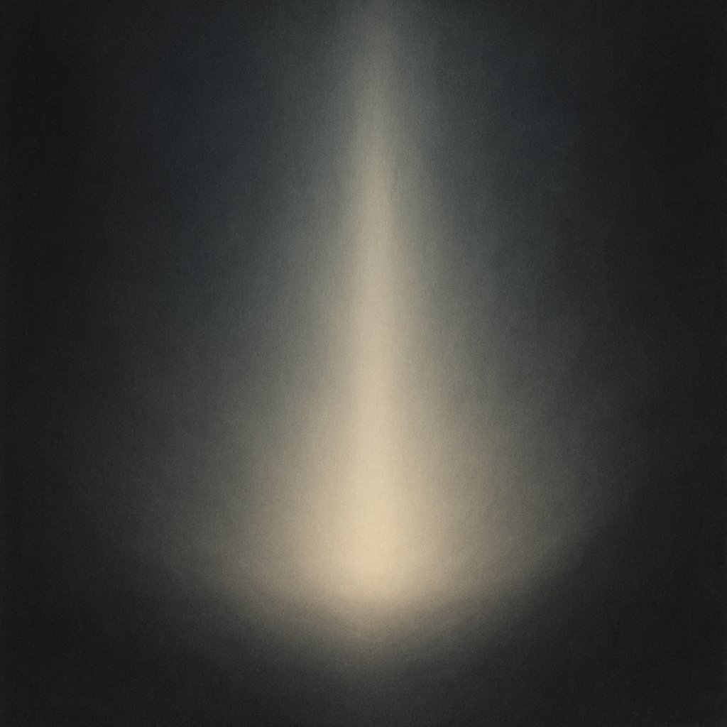 抽象的光影图案，柔和的光线从暗处透出，象征在未知中仍有主的指引