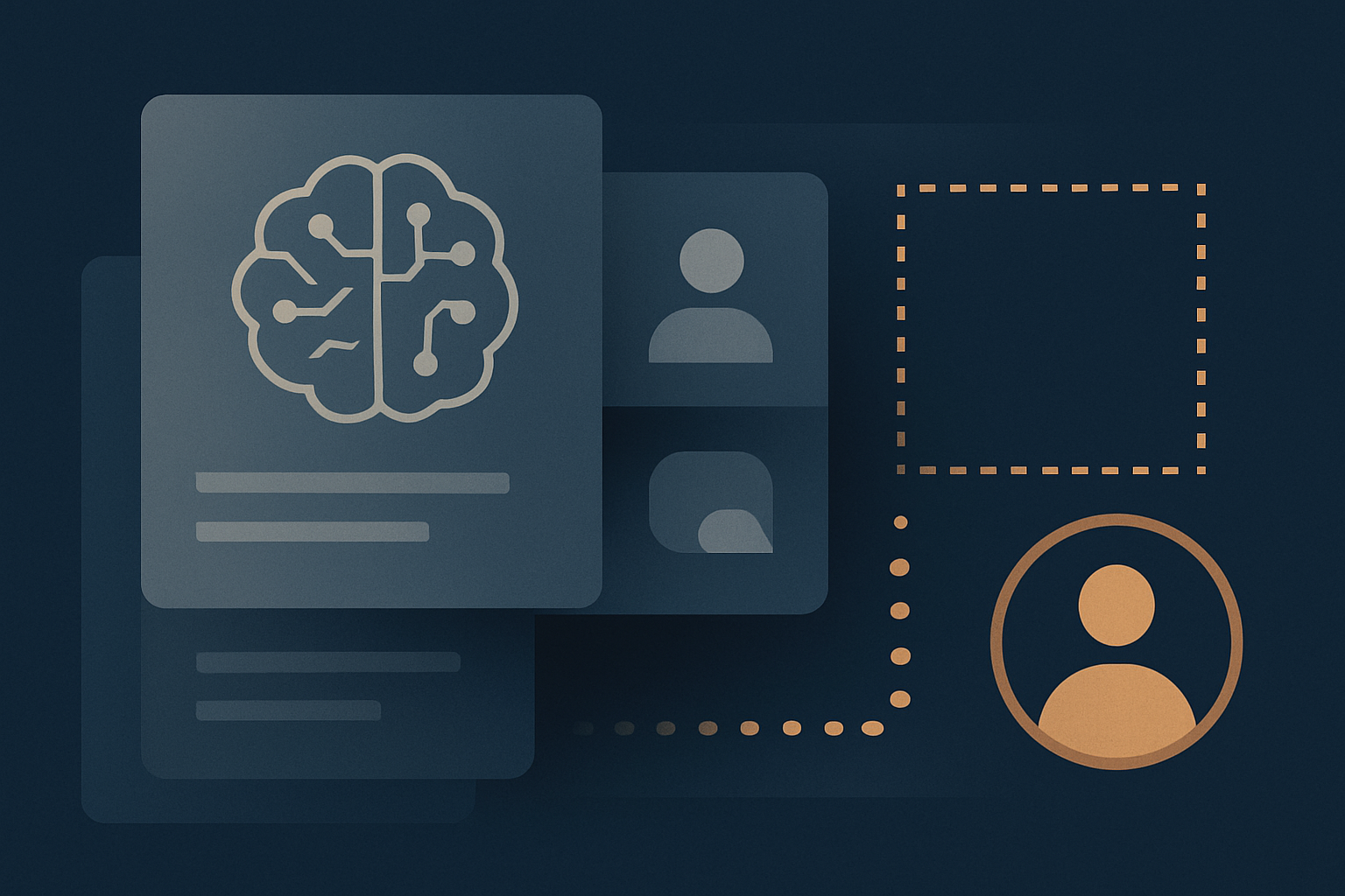 Editorial illustration of layered AI memory cards separated by permission boundaries, audit trails, and a human review checkpoint