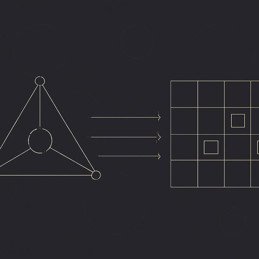 Abstract linework showing belief states feeding a portfolio allocation grid