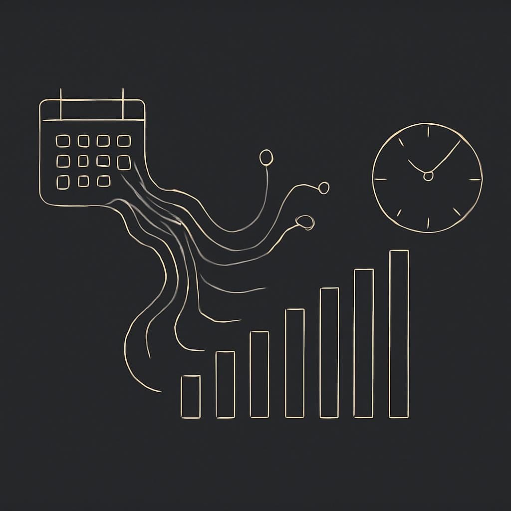 Abstract decision-time macro data stream feeding ranked equity factor bars
