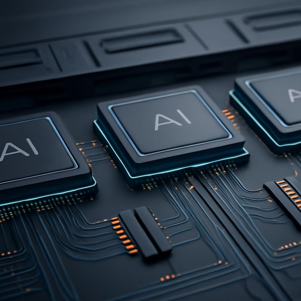 Abstract view of an AI inference data center pipeline connecting chips, memory, networks, and product interfaces.