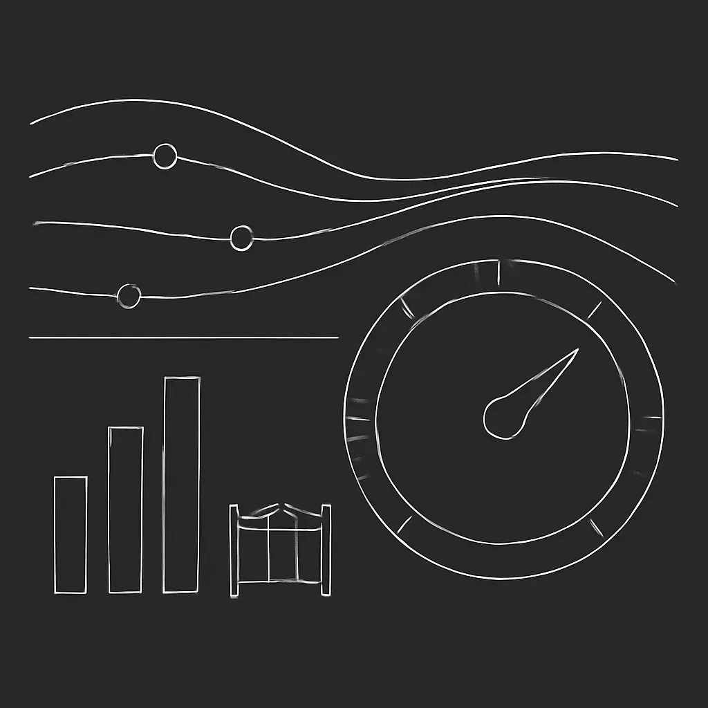 Abstract yield curve bands feeding a duration control dial and bond ladder.