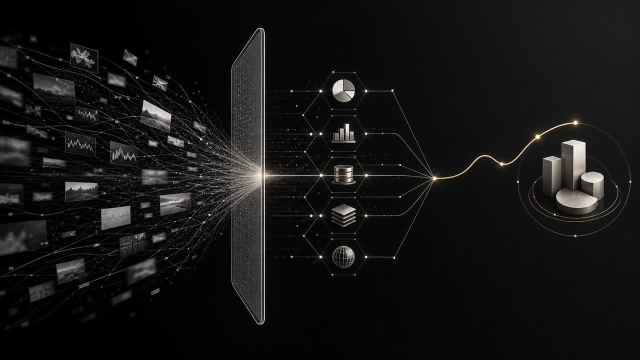 Platinum evidence nodes separating source signals from a portfolio decision