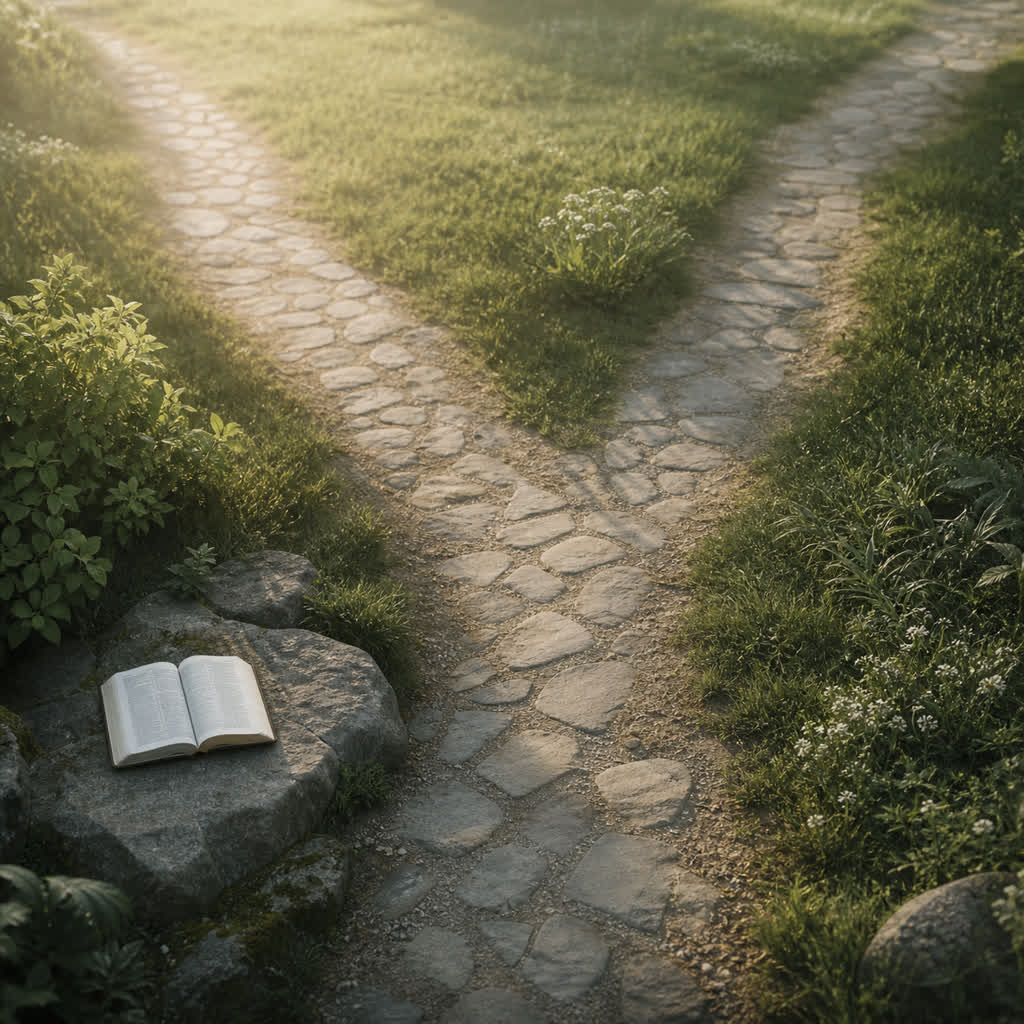 A quiet path opening through soft morning light