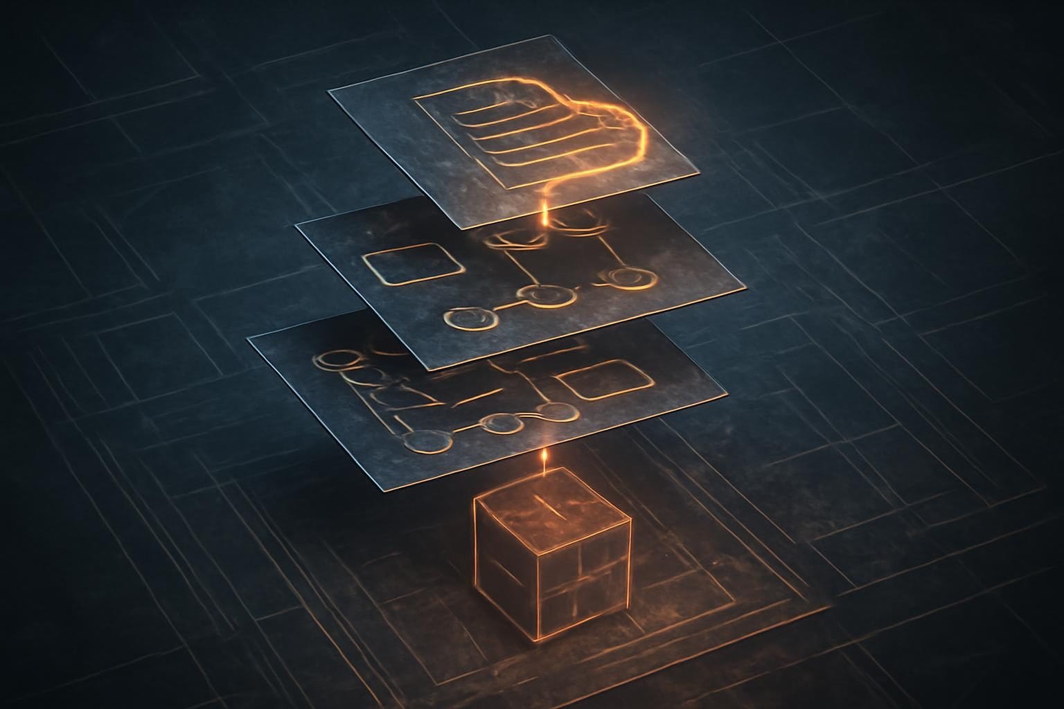 Abstract repository workflow connecting code changes to tests and review