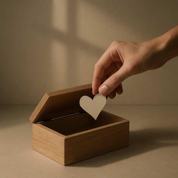 A calm minimalist scene suggesting handing the heart back to God