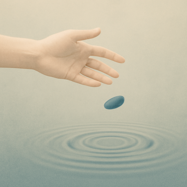 A calm, minimal scene suggesting release and peace.