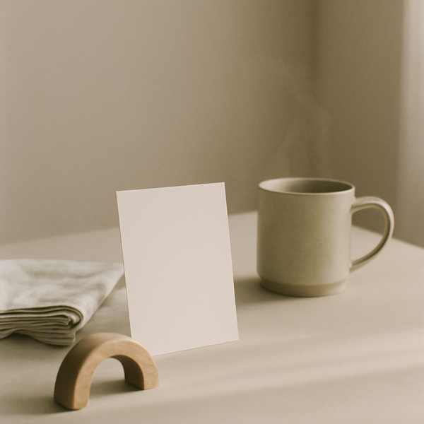 A calm, minimal still-life suggesting rest as an invitation, not something earned.