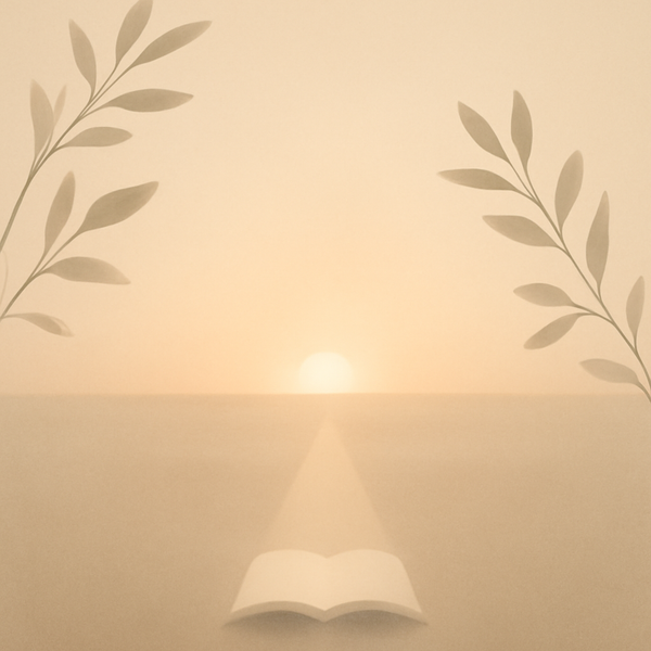 A calm, minimal sunrise scene with gentle light and open space