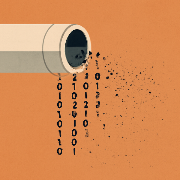 Abstract digital art showing fragmented reality with data streams breaking apart a cohesive image