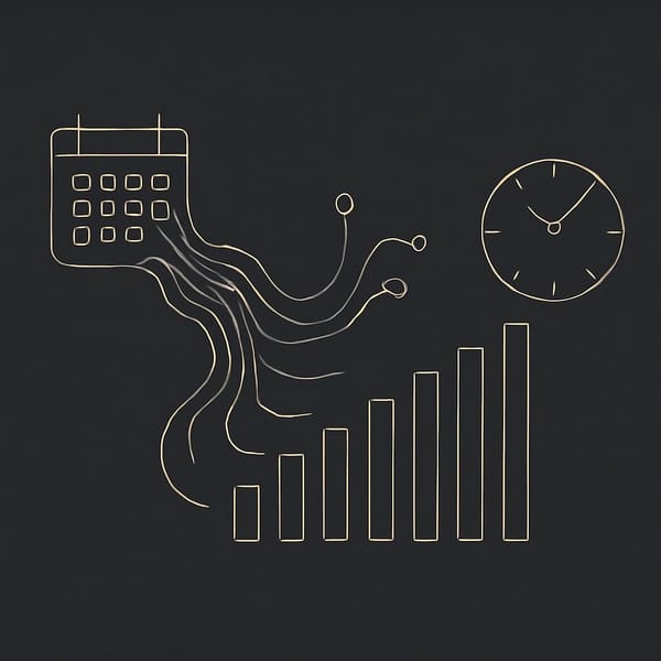 Abstract decision-time macro data stream feeding ranked equity factor bars
