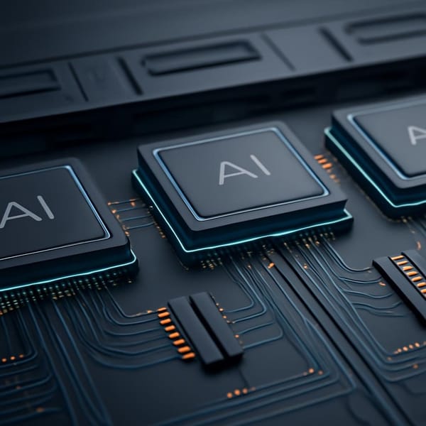 Abstract view of an AI inference data center pipeline connecting chips, memory, networks, and product interfaces.