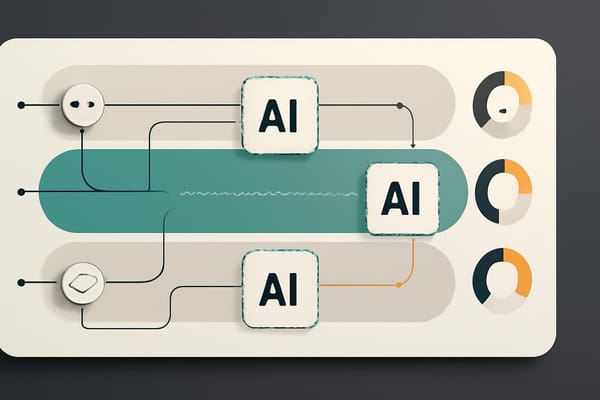 Abstract enterprise collaboration channel with scoped AI agents, permission gates, audit trails, and workflow signals.