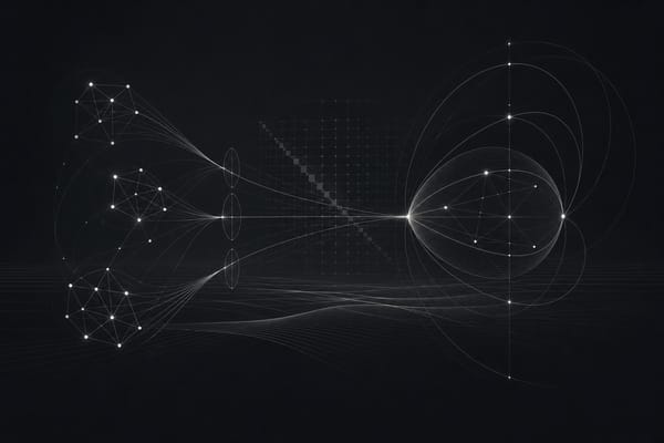 Abstract dark editorial artwork suggesting projected covariance structure and portfolio optimization