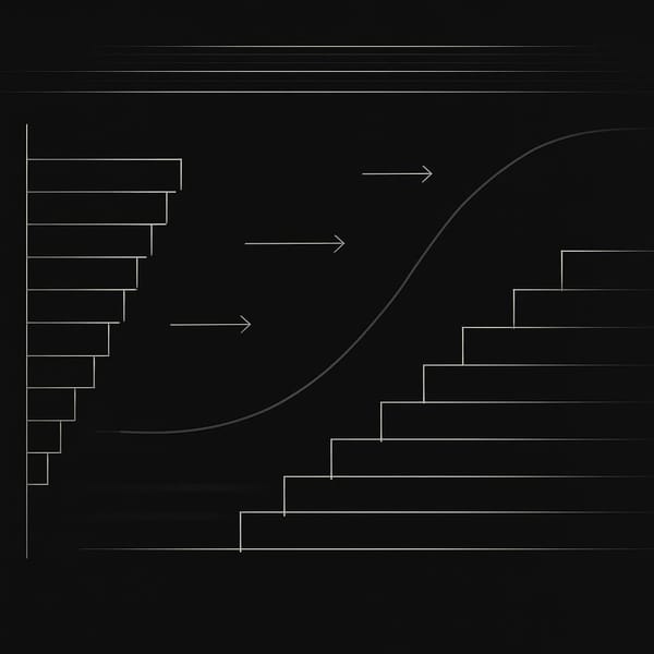 Abstract liquidity terraces and order-flow bands on dark charcoal.